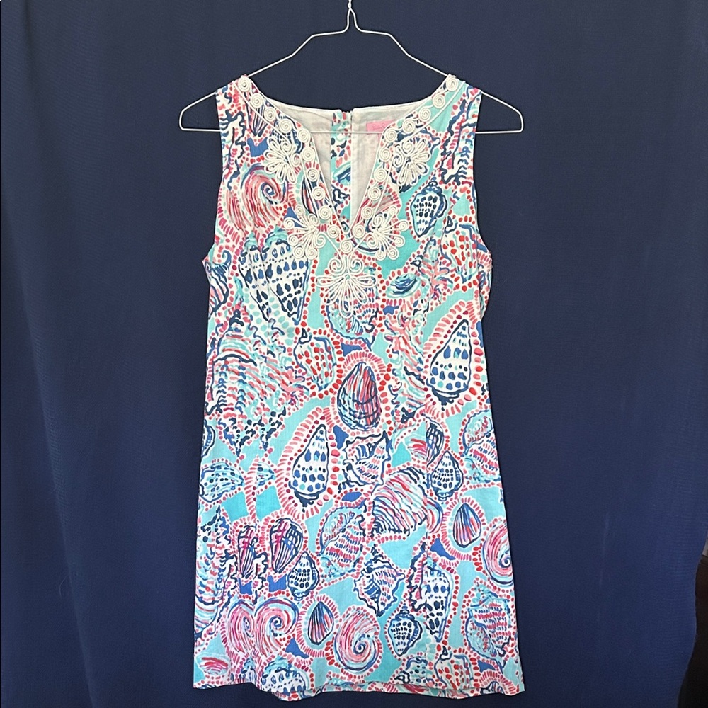 Lilly Pulitzer Aqua and Coral Mini Dress